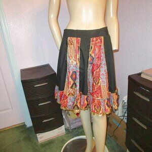 SQUARE DANCE Pull On Size M SKIRT Circle FULL Paneled SWING Ruffle USA Made VTG